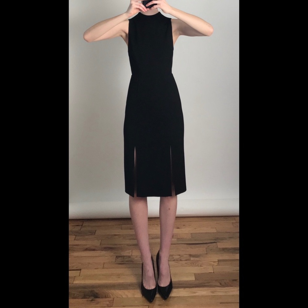 Alice + Olivia Black Sheer Slit Mini Dress 0 - Picture 3 of 5
